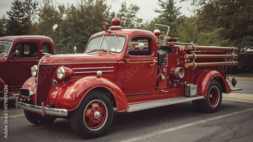 Vintage Old Classic Firetruck Fire Engine Pumper.