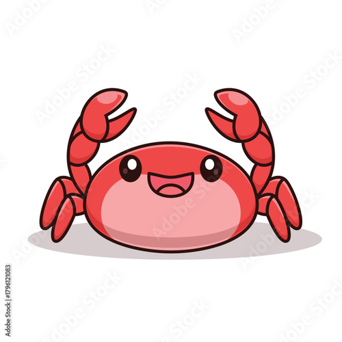Cute Crab Cartoon Vector Icon Illustration. Animal Nature Icon Concept Isolated Premium Vector. Flat Cartoon Style