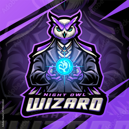 Owl wizard esport mascot logo design