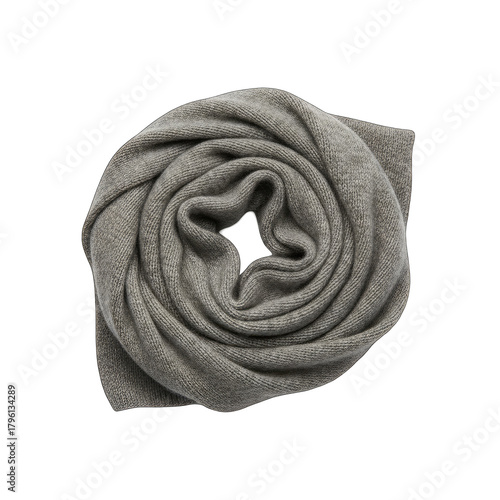 Rolled up sparkly knit scarf with metallic threads in silver and black tones displayed against a black background