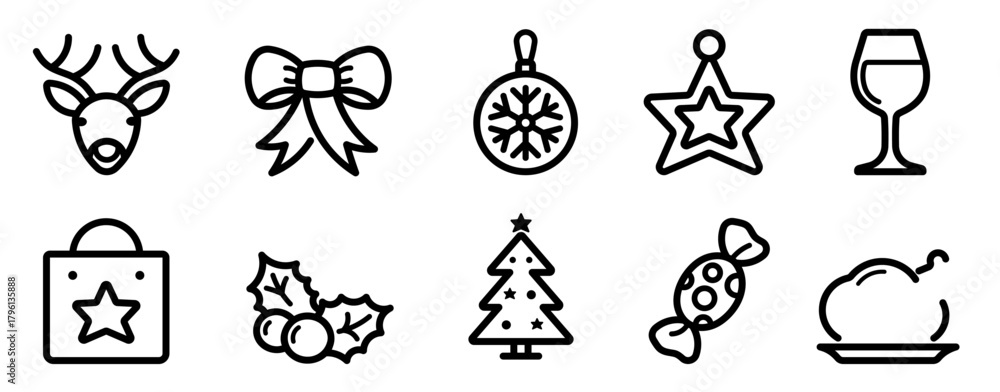 Fototapeta premium : Christmas Holiday Outline Icon