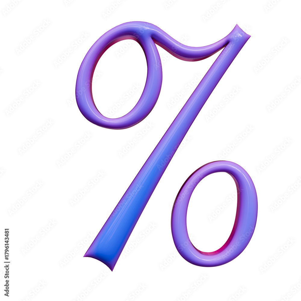 Obraz premium Alphabet, number and symbol 3d word render Blue Purple Glossy Swirl Ornament