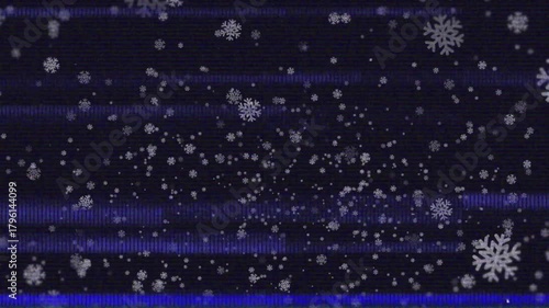Flickering center scanline starting causing flakes drifting down, creating VHS glitch snow scene