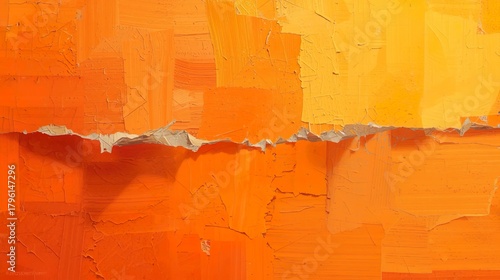 Abstract digital painting of a bright orange ripped edge