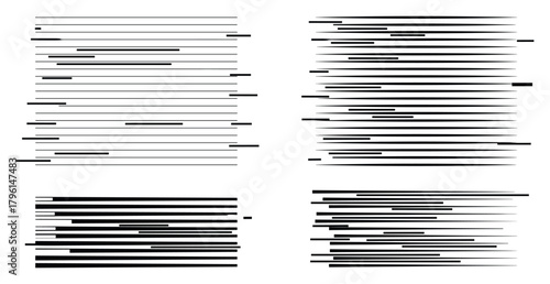 Collection of speed lines for comic and manga cartoon style to show motion. Abstract design and element.