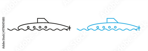 Isolated submarine. Simple underwater vehicle vector icon, vector illustration