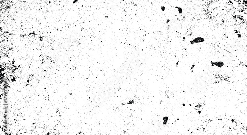 Grunge texture with stains scratches and black spots. Vector overlay with messy worn appearance.