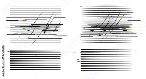 Horizontal black lines glitch noise effect. Digital screen error. Damaged television signal. Texture backdrop.