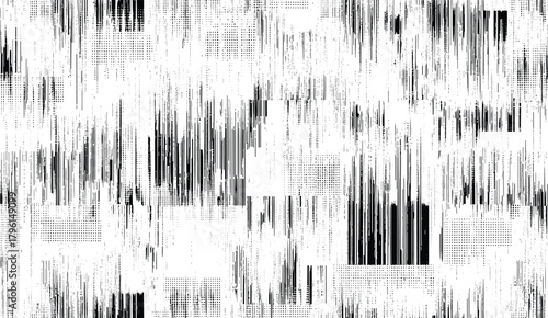 Halftone glitch pixelated. Grunge vector background. Distorted backdrop. Abstract pixelated style design.