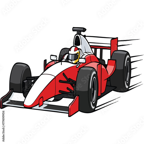 Red toy racing car vector illustration isolated on white background