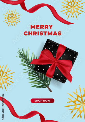 Christmas Sale background with present and ornament. Xmas discount banner big sale, final sale background. Offer for marketing poster design for web and Social.