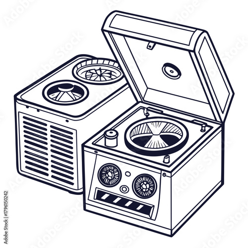 Creative Details Refrigerated Centrifuge Vector Illustration | Laboratory Equipment | Medical & Scientific Device Design