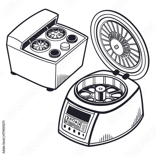 Creative Details Refrigerated Centrifuge Vector Illustration | Laboratory Equipment | Medical & Scientific Device Design