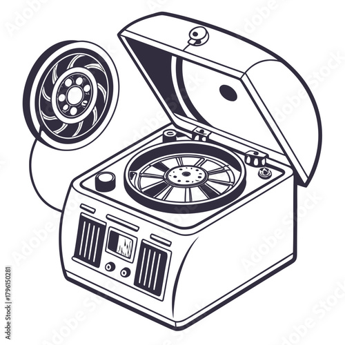 Creative Details Refrigerated Centrifuge Vector Illustration | Laboratory Equipment | Medical & Scientific Device Design
