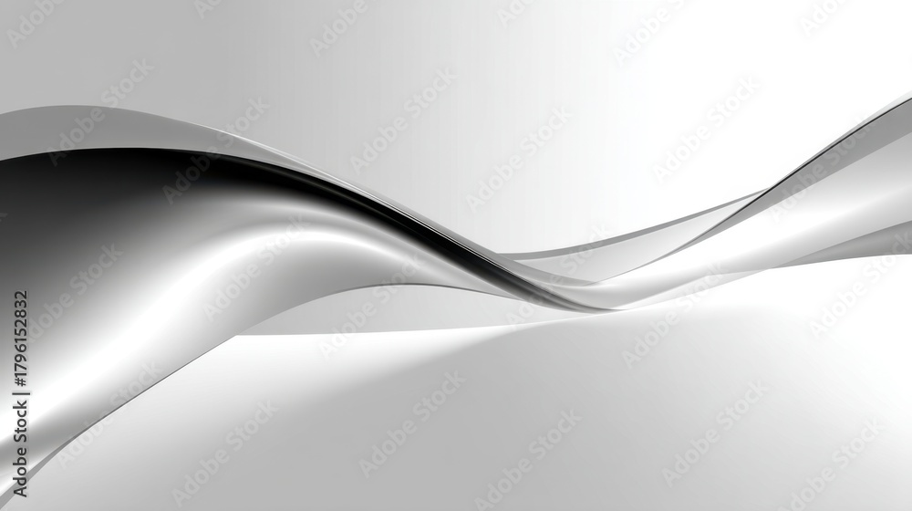 Obraz premium Elegant flowing silver waves creating a smooth abstract design, perfect for modern backgrounds or minimalist artistic expressions in stylish settings