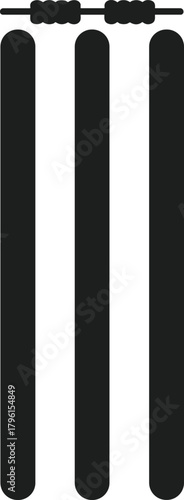 Cricket stumps and bails silhouette vector illustration, sports equipment design for cricket match, championship, and training concept background