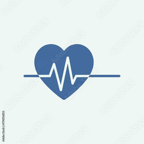 Simple Blue Heartbeat Icon representing health and life's rhythm