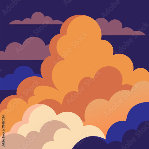 Vibrant Cloudscape at Dusk orange yellow