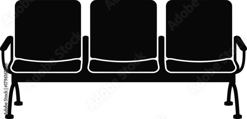Empty waiting room bench with three seats, vector illustration design, public seating furniture concept, hospital or office waiting area symbol for interiors
