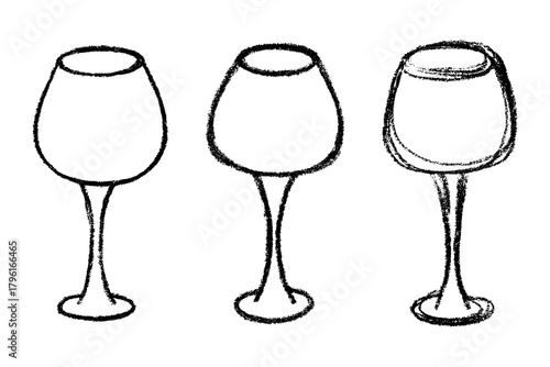 Set of hand drawn wine glasses clinking together Alcohol drink clipart in doodle style Single element for print, web, design, decor Happy New Year