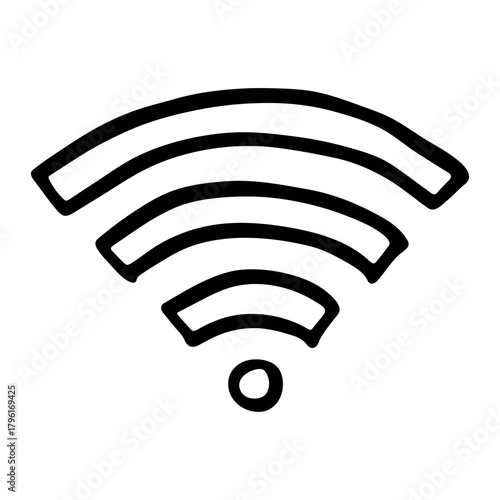 Hand drawn free wifi spot zone sign Public wi-fi area sign Wireless internet clipart in doodle style Single element for print, web, design, decor 3G, 4G, 5G, 6G, IoT