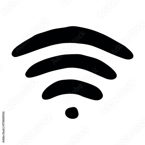 Hand drawn free wifi spot zone sign Public wi-fi area sign Wireless internet clipart in doodle style Single element for print, web, design, decor 3G, 4G, 5G, 6G, IoT