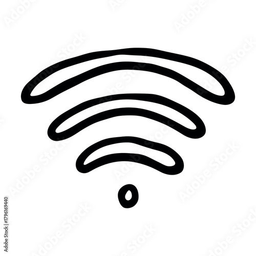 Hand drawn free wifi spot zone sign Public wi-fi area sign Wireless internet clipart in doodle style Single element for print, web, design, decor 3G, 4G, 5G, 6G, IoT