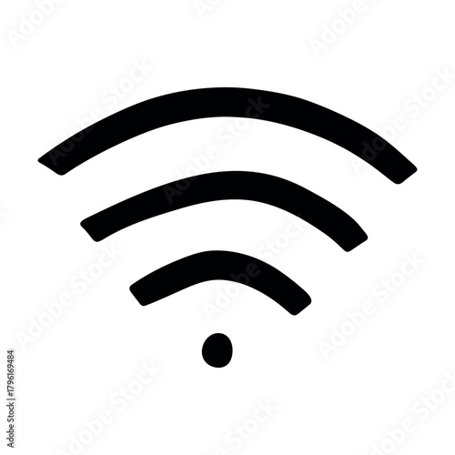 Hand drawn free wifi spot zone sign Public wi-fi area sign Wireless internet clipart in doodle style Single element for print, web, design, decor 3G, 4G, 5G, 6G, IoT