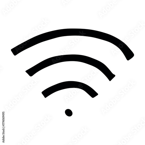 Hand drawn free wifi spot zone sign Public wi-fi area sign Wireless internet clipart in doodle style Single element for print, web, design, decor 3G, 4G, 5G, 6G, IoT