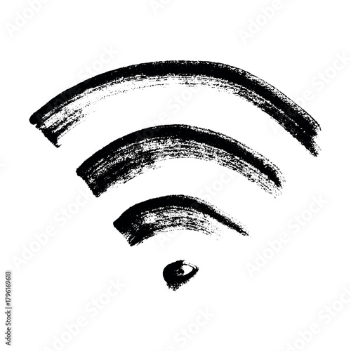 Hand drawn free wifi spot zone sign Public wi-fi area sign Wireless internet clipart in doodle style Single element for print, web, design, decor 3G, 4G, 5G, 6G, IoT