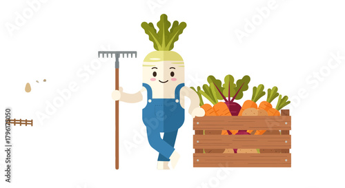 A Cheerful Vegetable Farmer Proudly Shows His Bounty of Harvested Root Vegetables