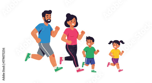 A Cheerful Family In Motion Joyfully Running Together Towards a Healthy Lifestyle