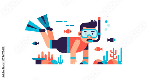 A Diver Explores Underwater Life With Colorful Fish And Coral Reefs