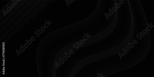 Black gray satin dark fabric texture luxurious shiny that is abstract silk cloth background with patterns soft waves blur beautiful.