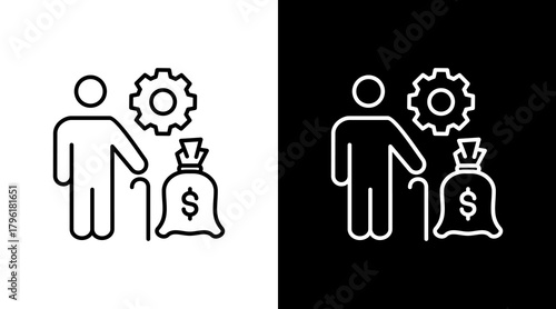Retirement Options  White Icon Set Design