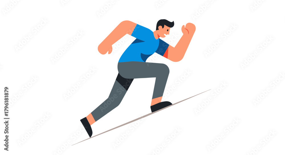 Obraz premium A Person Achieving Goals By Running Upwards With Determination And Motivation
