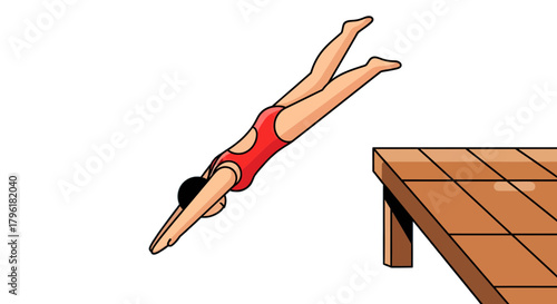 A Person Diving Into The Water From The Wooden Platform Under The Black Background