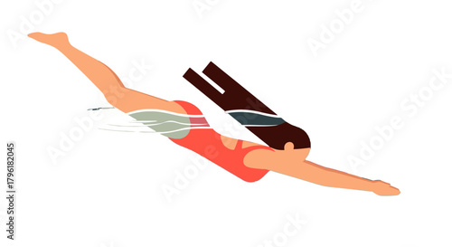 A Person Diving Into Water Depicted In Simple Artistic Lines Against Black Backdrop