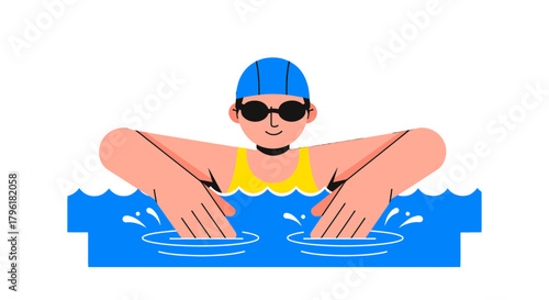 A Swimmer Practicing The Freestyle Stroke In A Pool, Showing Determination And Focus