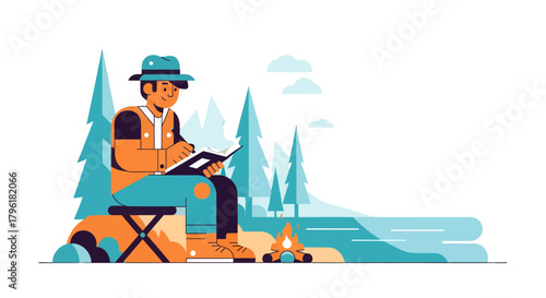 A Person Drawing In A Notebook During a Camping Experience in Nature