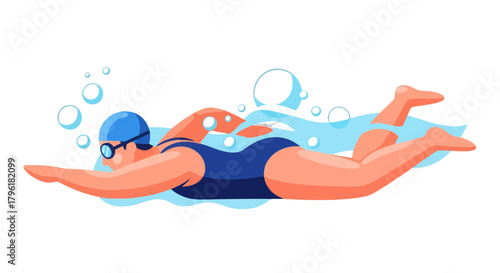 A Swimmer's Graceful Dive Through Water, Depicting Sport, Health, and Movement