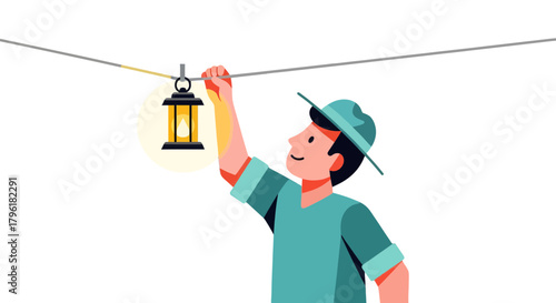 A Person Lighting A Lantern Hanging, Illuminating, Shining, Festival Celebration