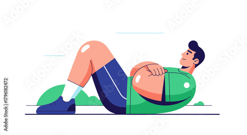 Abdominal Workout Illustration: A Modern Digital Representation of Core Strengthening Exercises