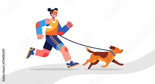 A Person Runs With Their Dog, Enjoying Their Leisure Time In The Outdoors