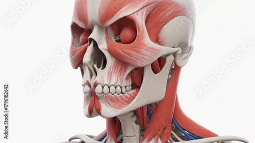 Detailed 3D Animation of Depressor Anguli Oris Muscle Anatomy and Frown Expression