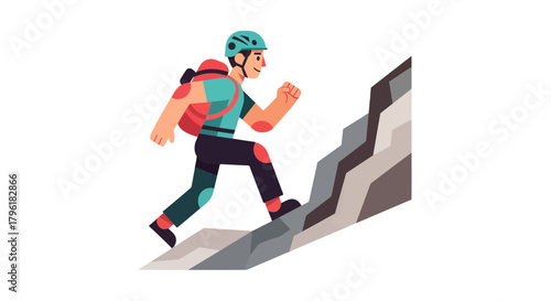 Adventurer Ascending A Mountain, Representing Achievement And Overcoming Challenges