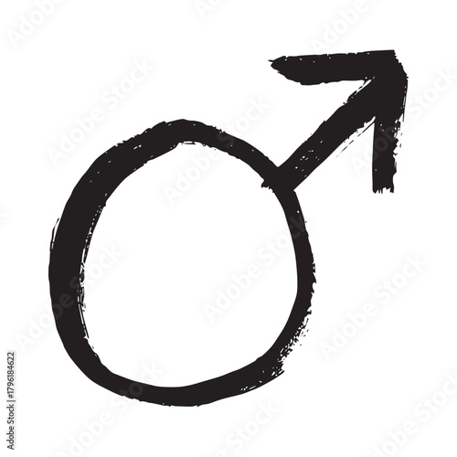 Hand drawn male gender identity sign Symbol used to represent sex and gender