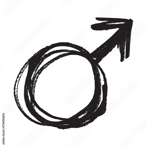 Hand drawn male gender identity sign Symbol used to represent sex and gender