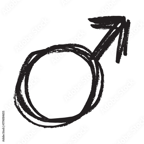 Hand drawn male gender identity sign Symbol used to represent sex and gender