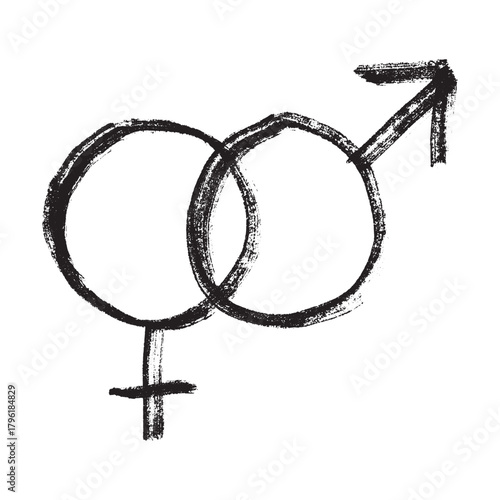 Hand drawn heterosexual gender identity sign Symbol used to represent sex and gender